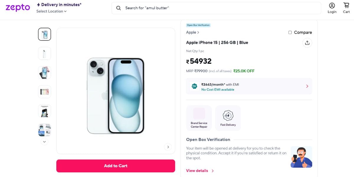 iphone 15 price zepto