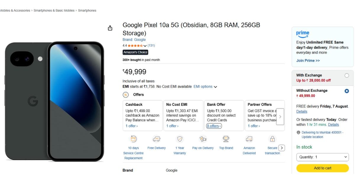 pixel 10a price amazon