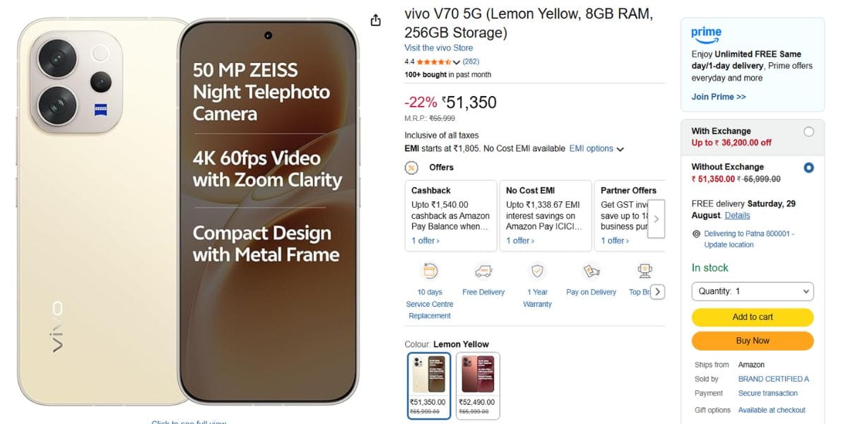 vivo v70 discount amazon