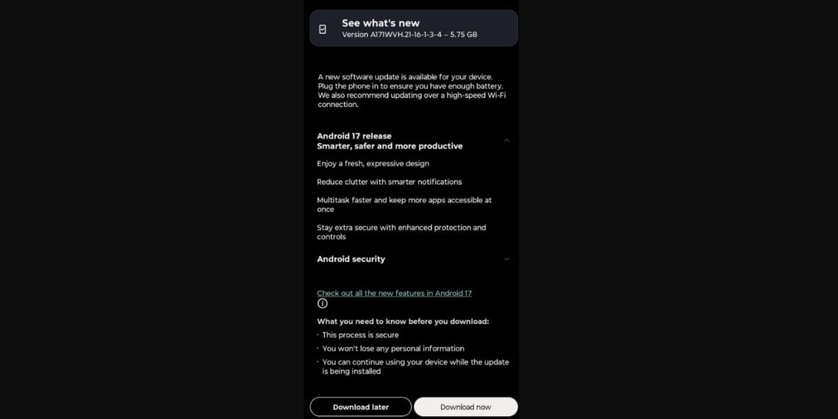 motorola signature android 17 update