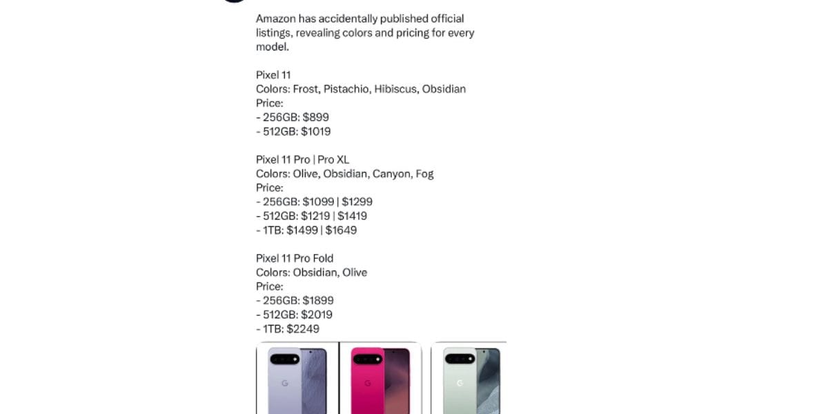 google pixel 11 series price