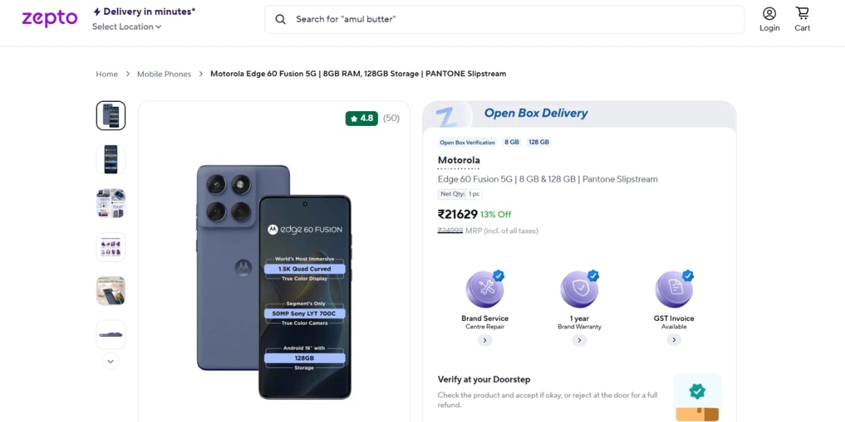 Motorola Edge 60 Fusion Price Drops To Just Rs 21629 On Zepto!