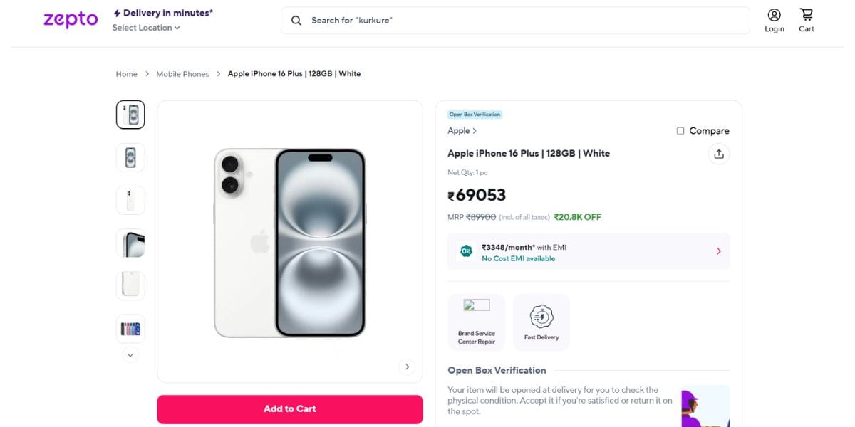 iphone 16 plus zepto offer