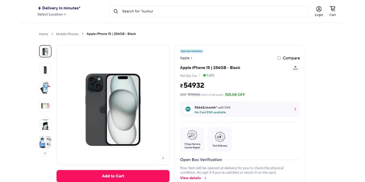 iPhone 15 Zepto Sale: Buy It For Just Rs. 54,932! 