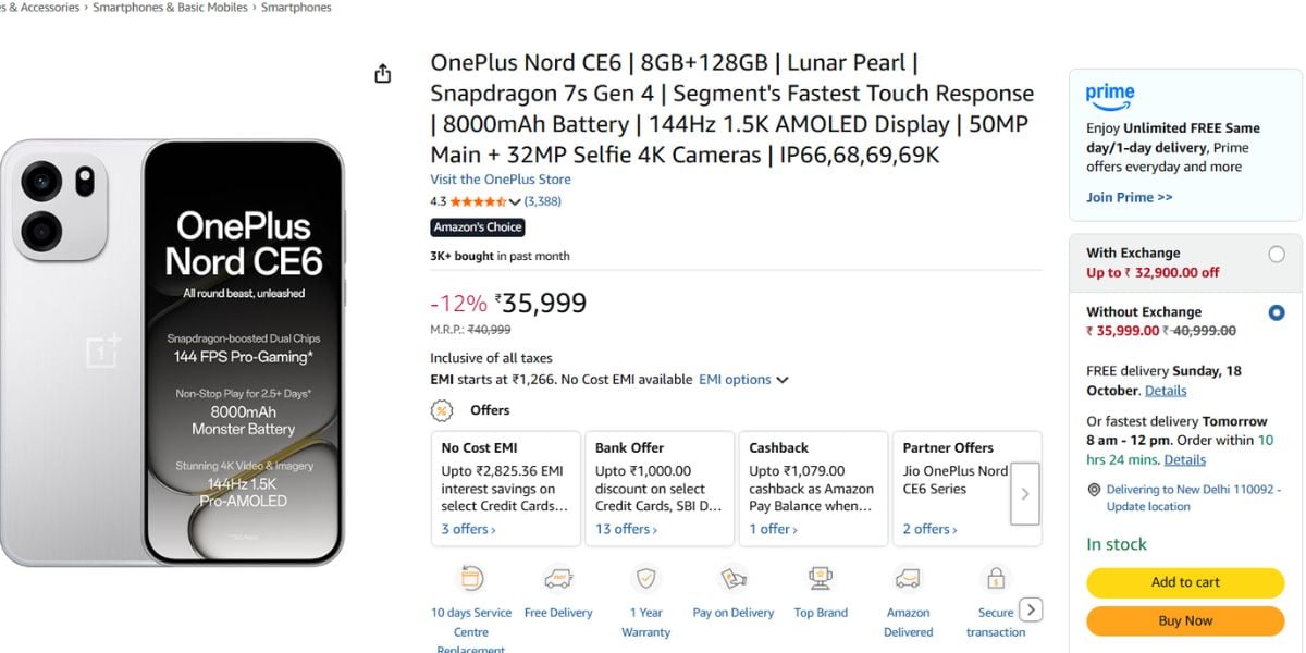 OnePlus Nord CE 6 Amazon Sale