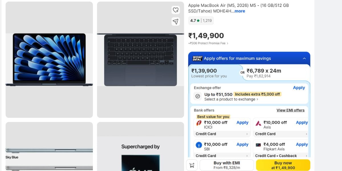 buy macbook m5 air flipkart
