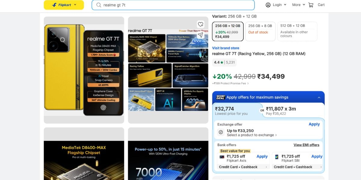 realme gt 7t flipkart sale