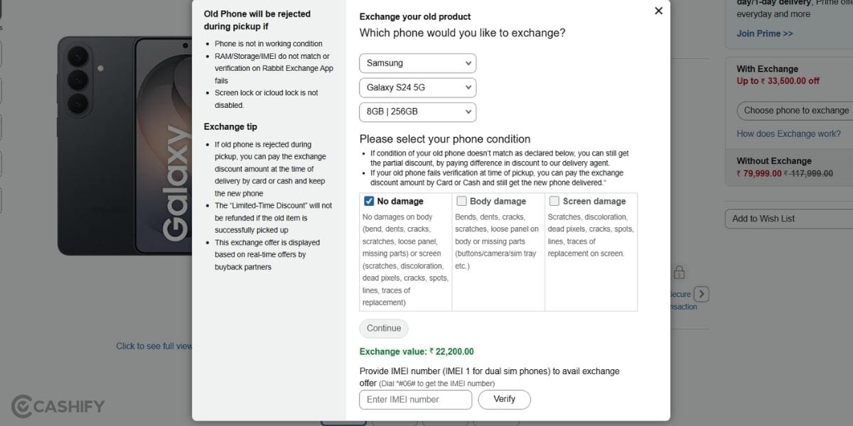 samsung s26 price discount on exchange in amazon
