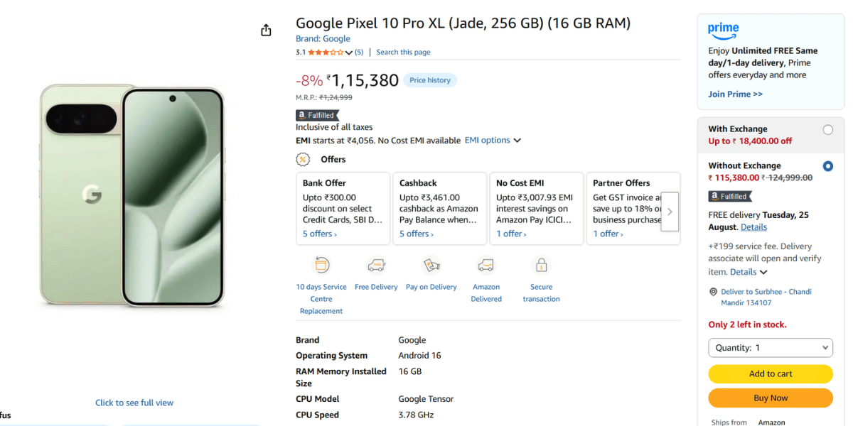 Google Pixel 10 Pro XL Amazon discount