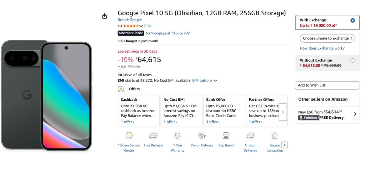 Pixel 10 sale on amazon