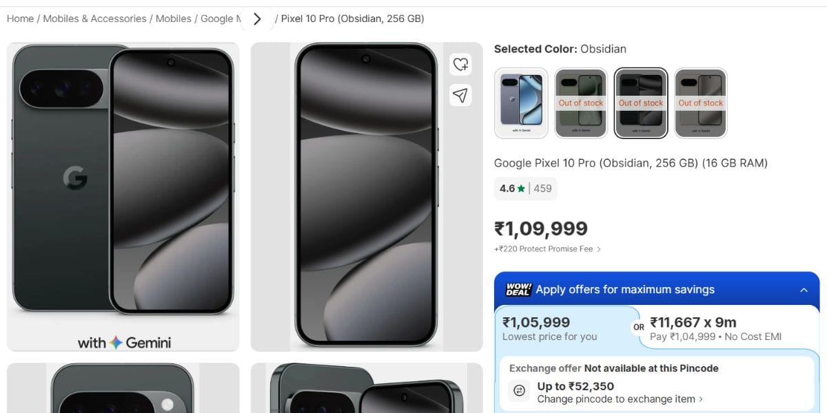 pixel 10 pro flipkart sale