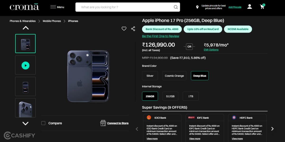 iPhone 17 pro price drop croma