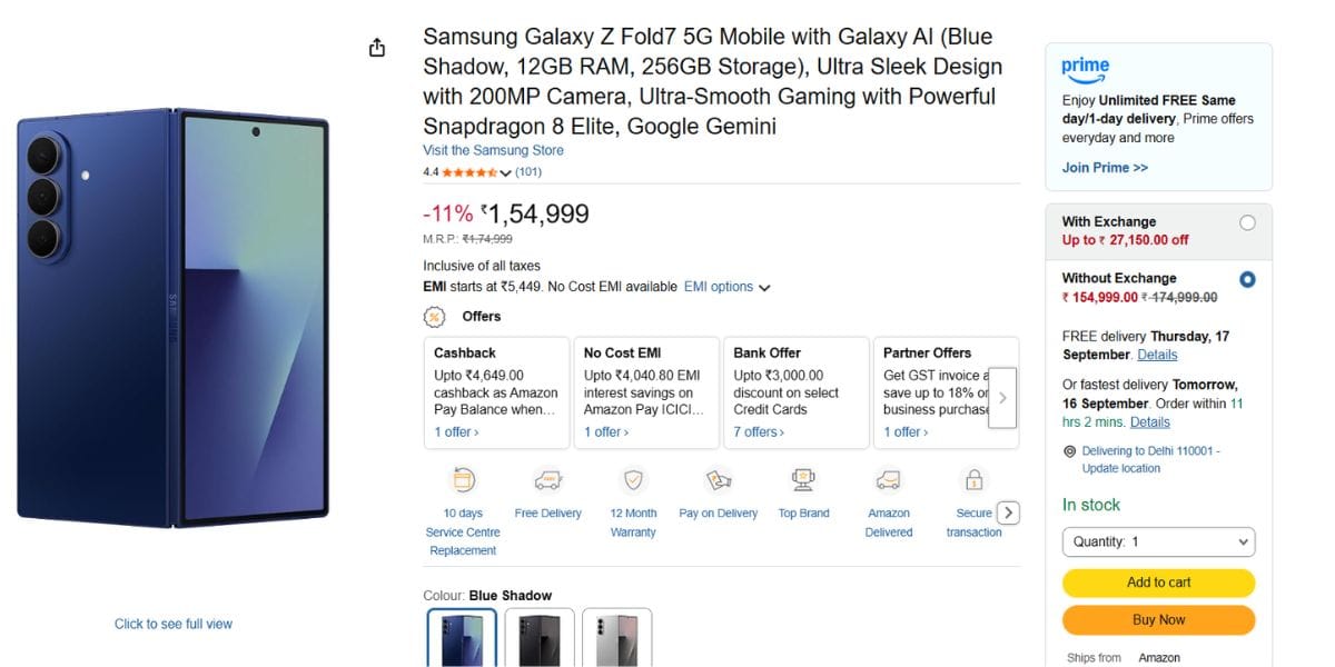 samsung galaxy z fold 7 discount amazon
