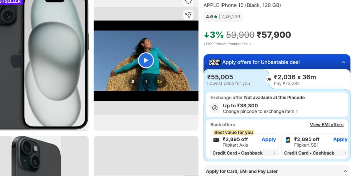 iphone 15 sale offer flipkart