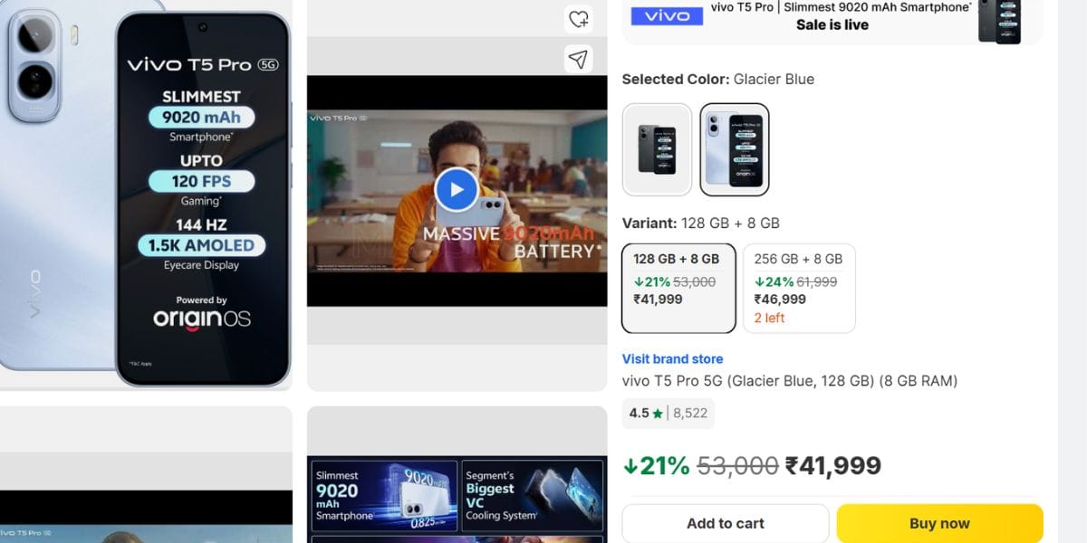 vivo t5 pro price flipkart