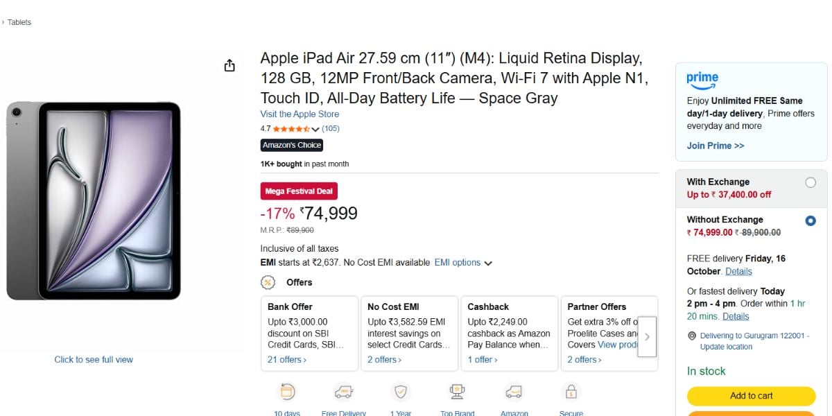 iPad Air M4 offer