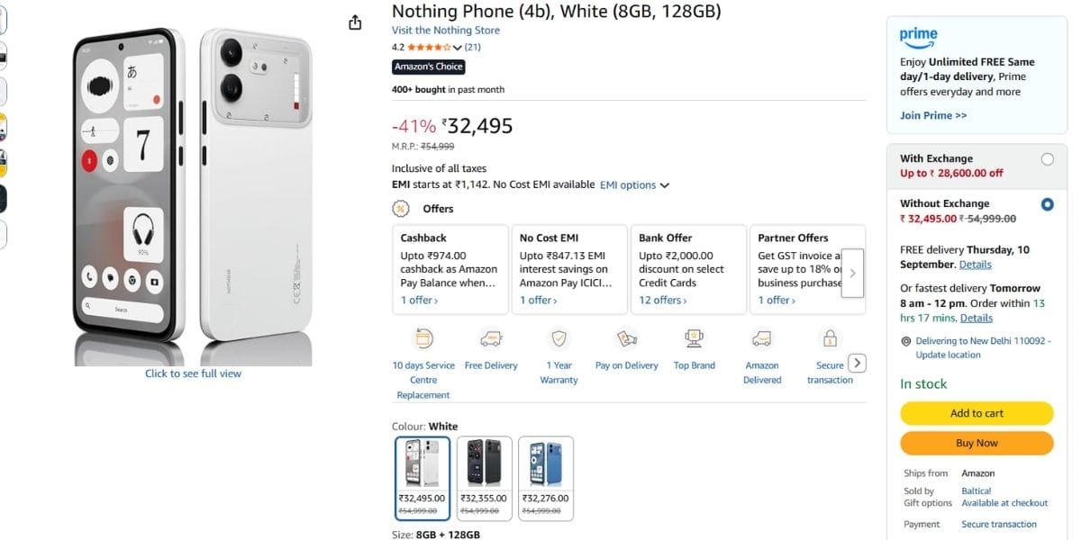 nothing phone 4b price amazon