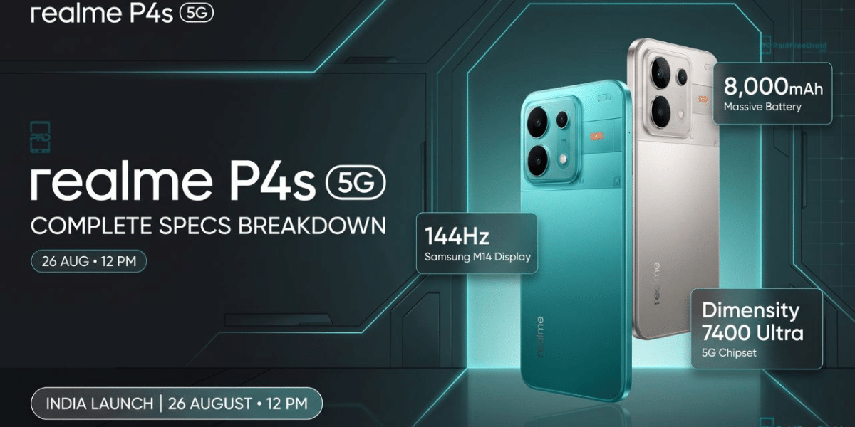 Realme P4s will launch on August 26