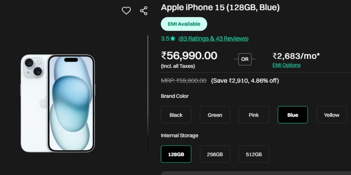iphone 15 croma price