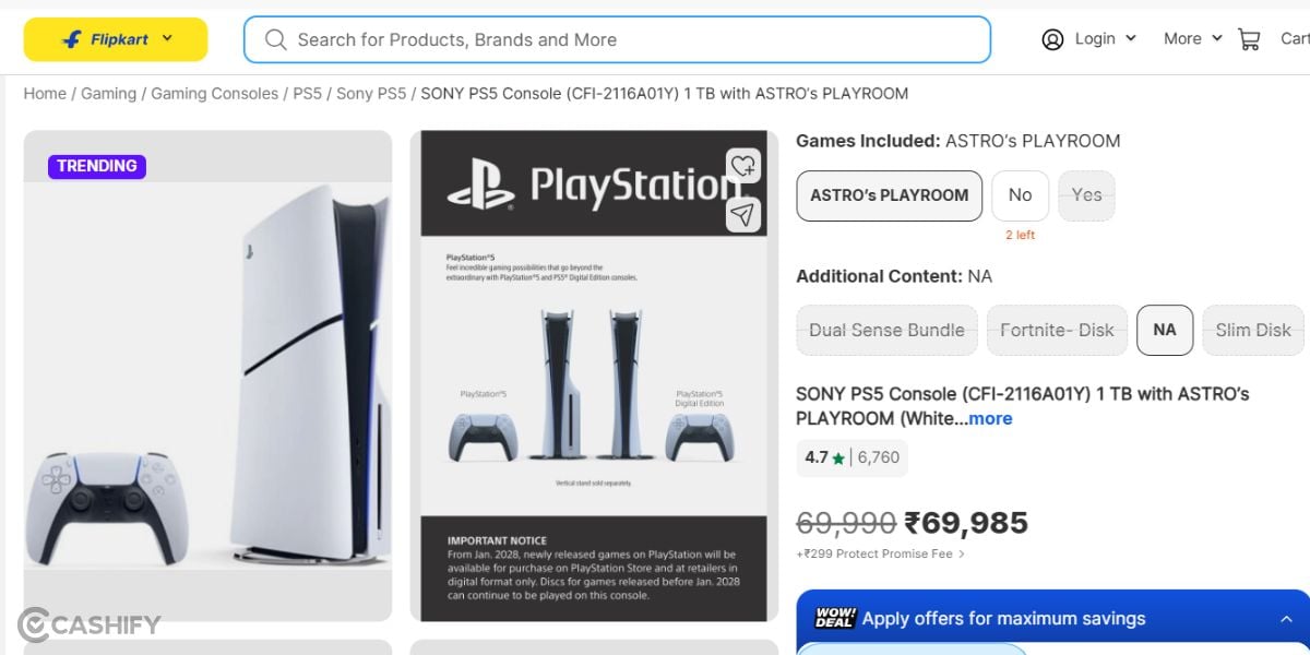 PS5 on Flipkart BBD vs Amazon GIF vs Cashify Sale: Flipkart deal