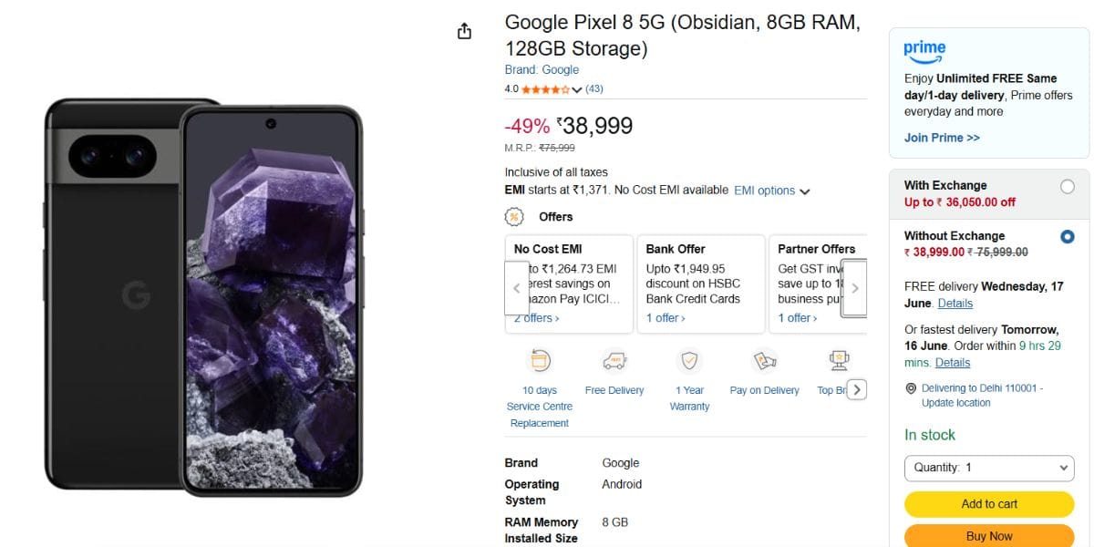 Google Pixel 8 on sale