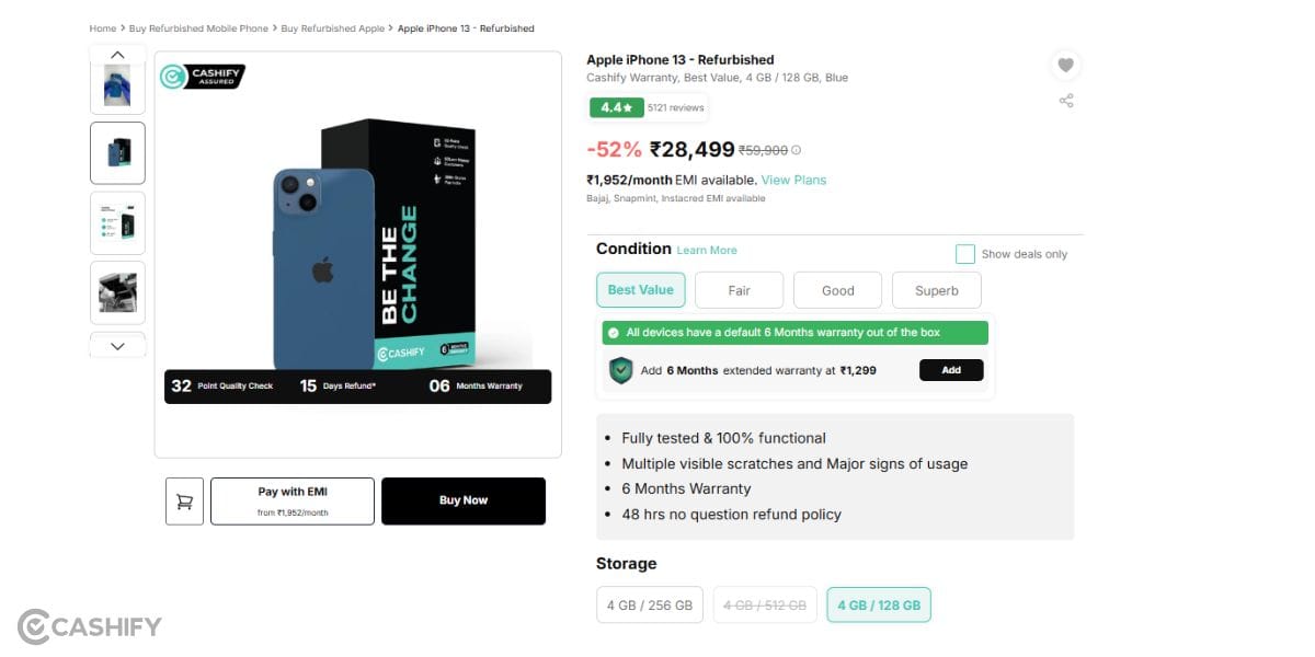 benefits of buying iphone 13 from cashify