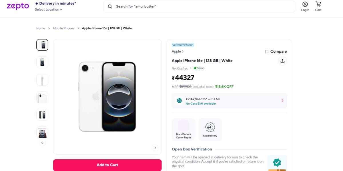 iphone 16e sale zepto