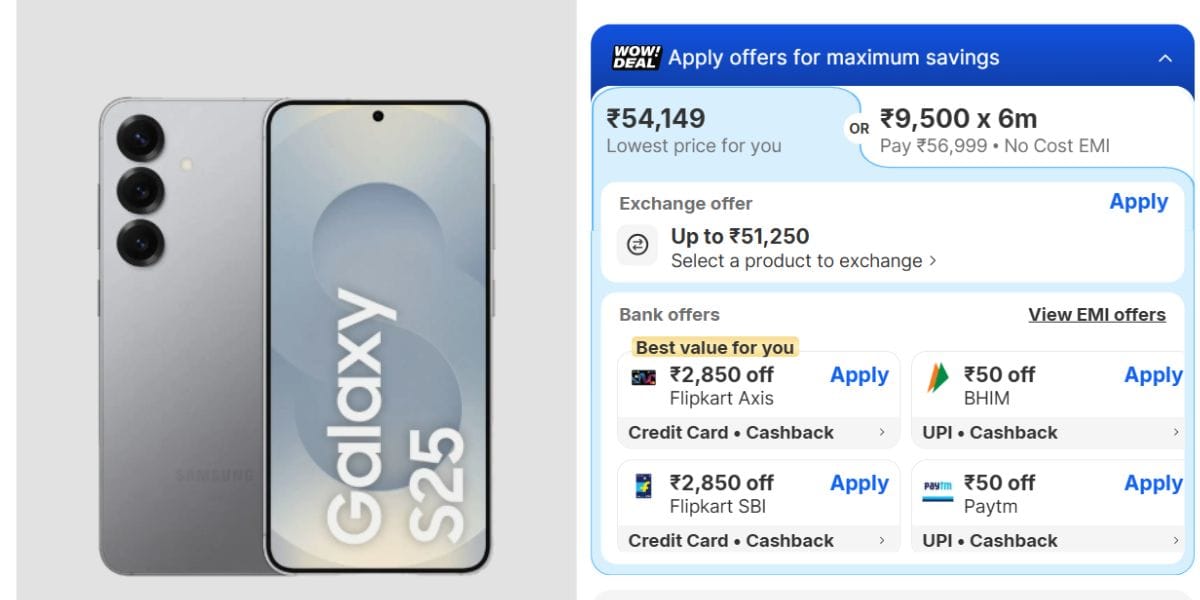 Biggest Samsung S25 Discount Before GOAT Sale: Available Under Rs. 55,000!