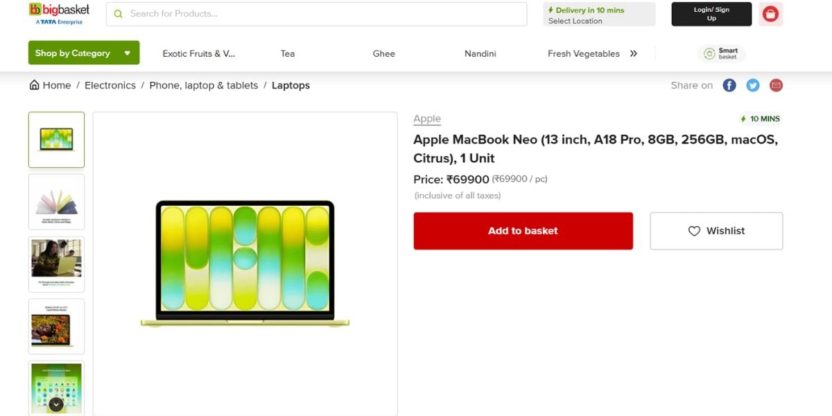 macbook neo bigbasket sale offer