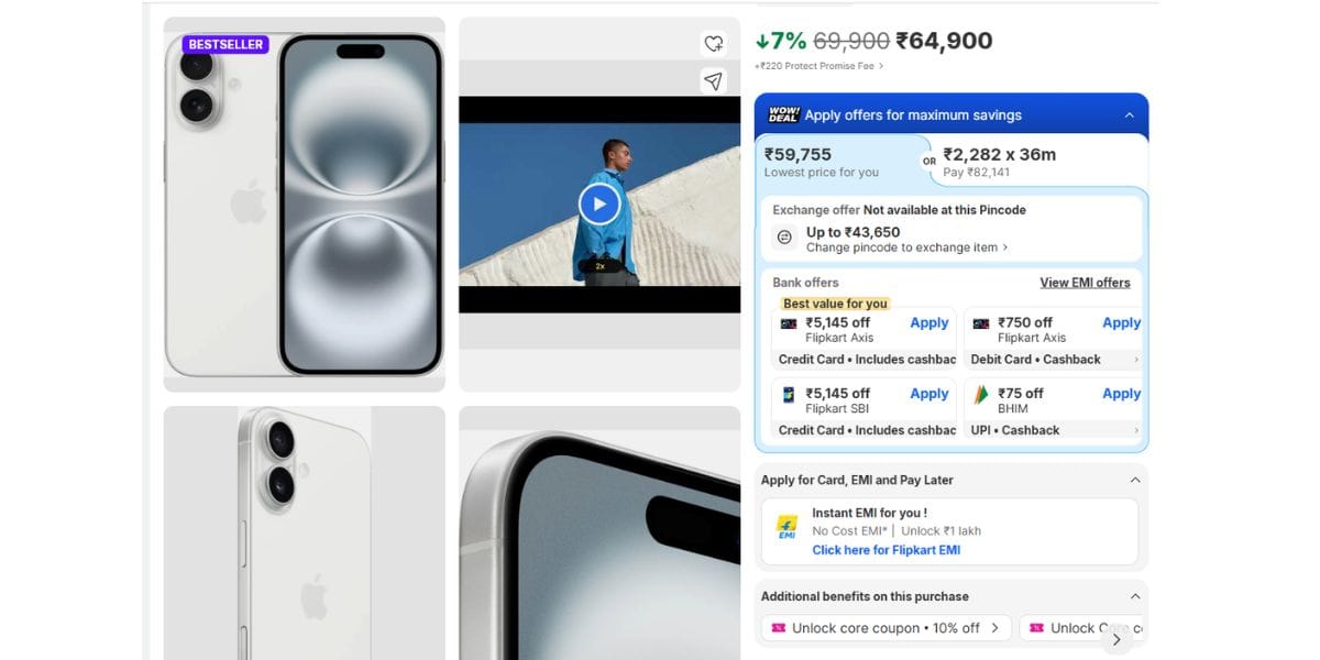 buy iphone 16 under 60000 on flipkart