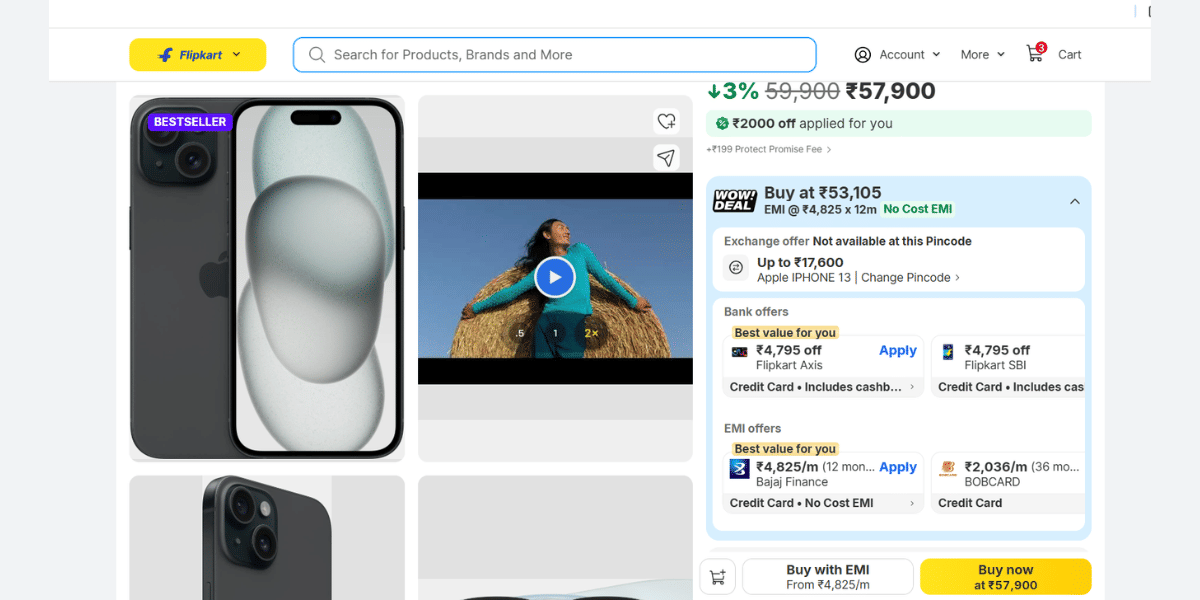 Grab the iPhone 15 at a lucrative discount of Flipkart