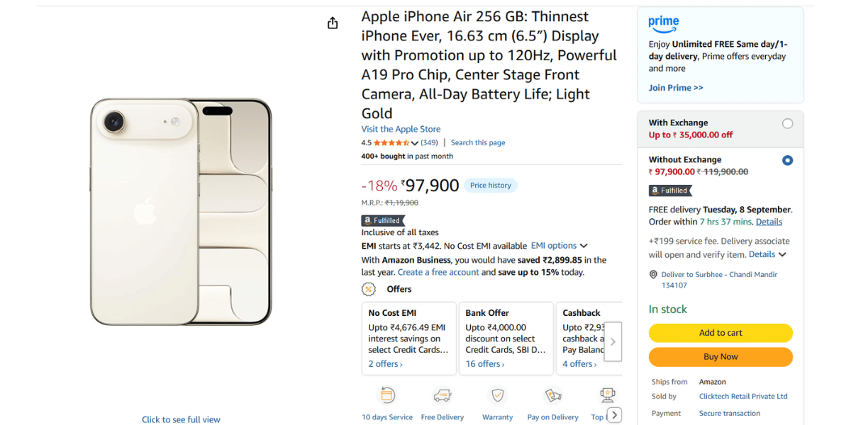Apple iPhone Air is available at a lucrative discount on Amazon