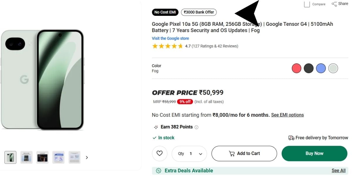Google Pixel 10a Vijay Sales Offer: Available For Just 47999