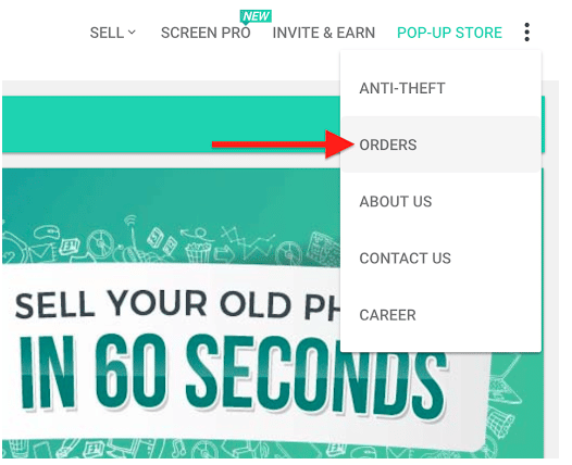Reschedule pickup cashify step 1