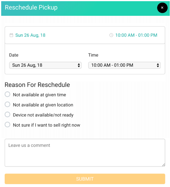 Reschedule pickup cashify step 2