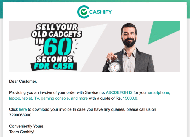 Cashify receipt