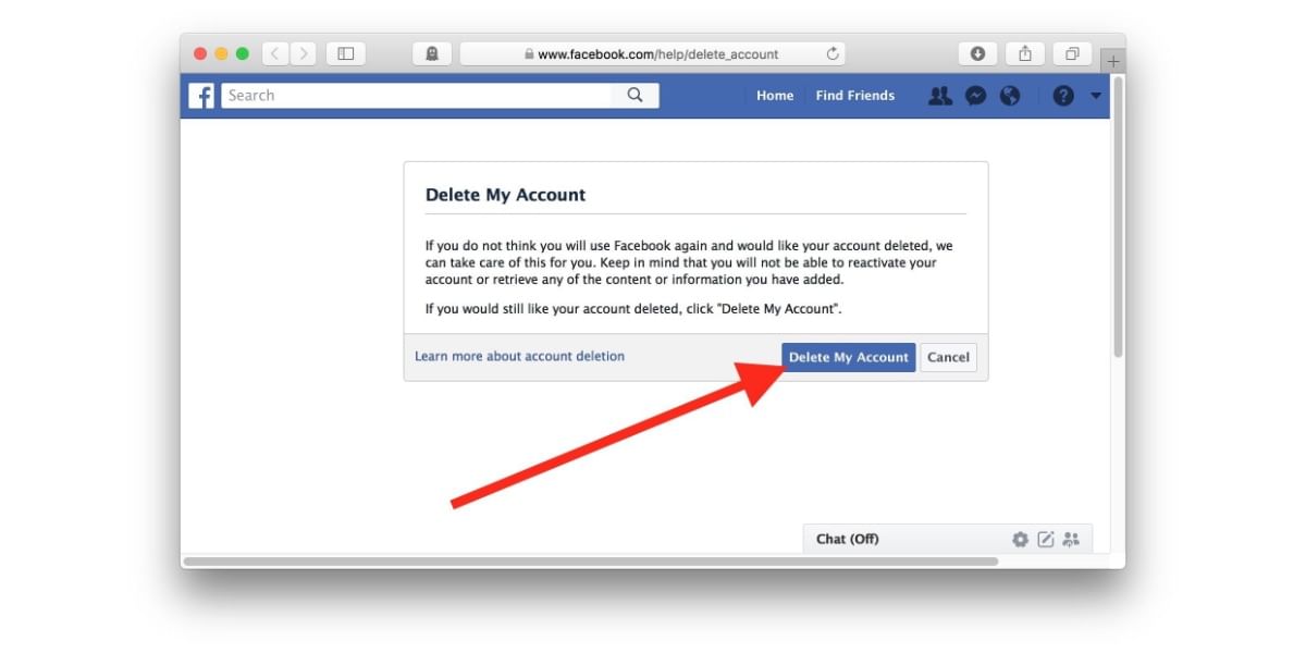 Delete your Facebook account