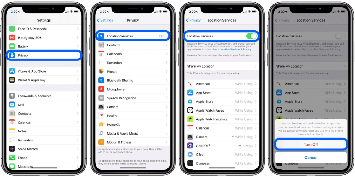 apple iphone gps off