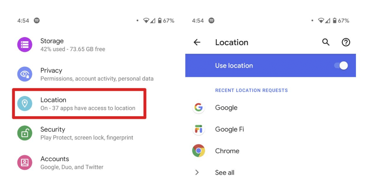 android gps off