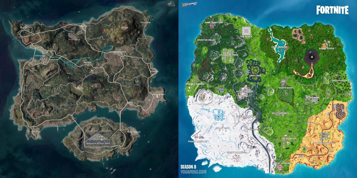 Fortnite VS PUBG: Map