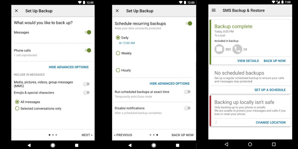 SMS backup restore