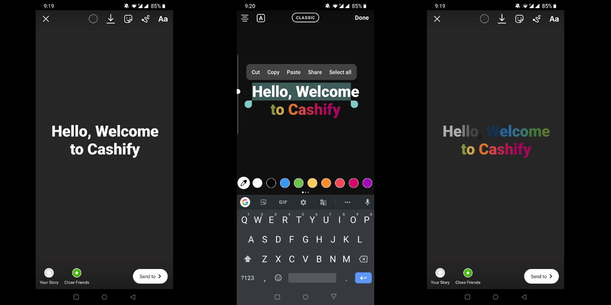 Rainbow text