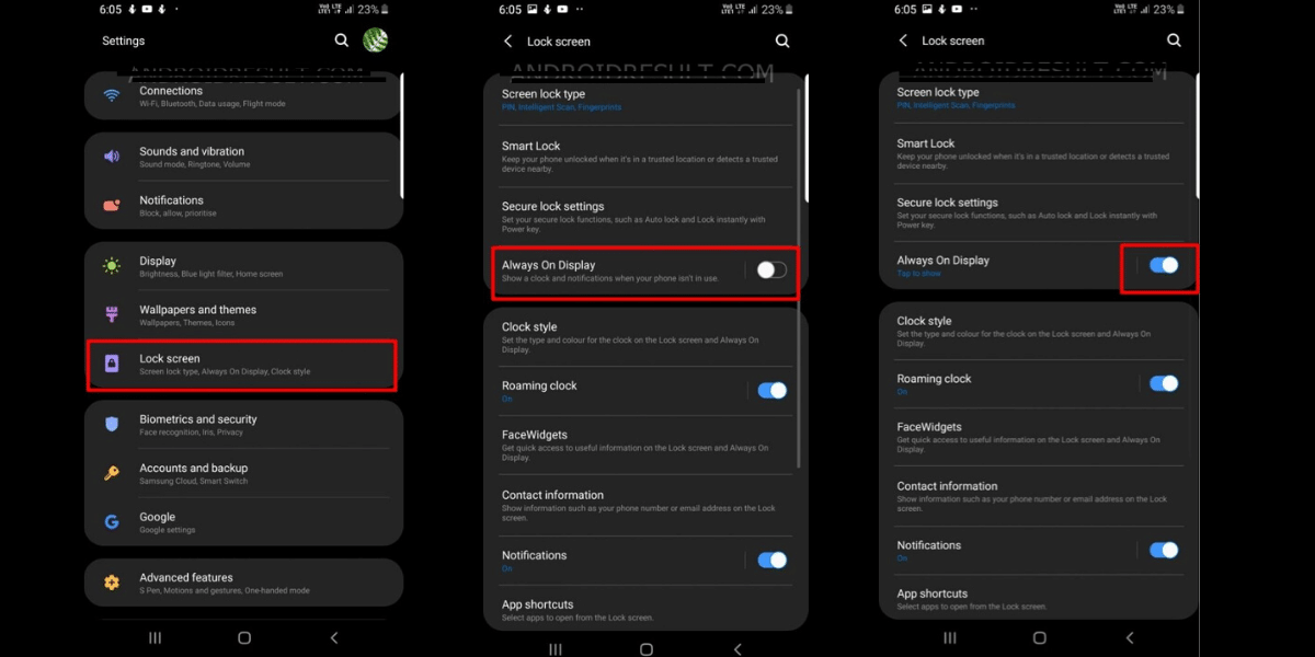 Samsung Galaxy S10 Lite always on display