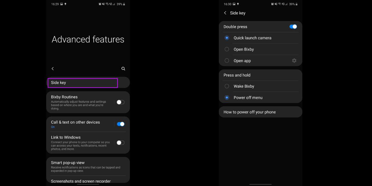 Samsung Galaxy S10 Lite power button