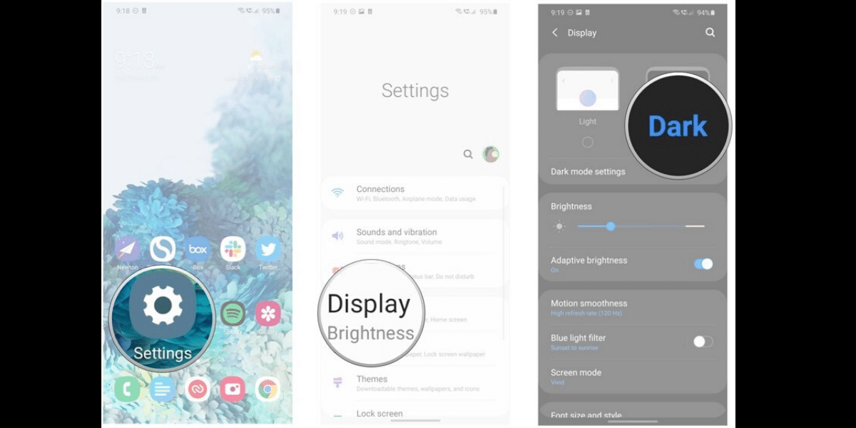 Samsung Galaxy S10 Lite dark mode