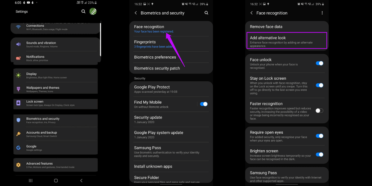 Samsung Galaxy S10 Lite Face Unlock
