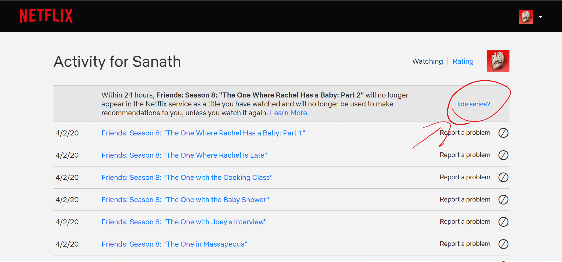 netflix steps to delete viewing history