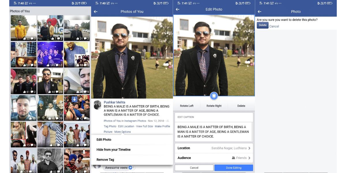 How to delete facebook photos