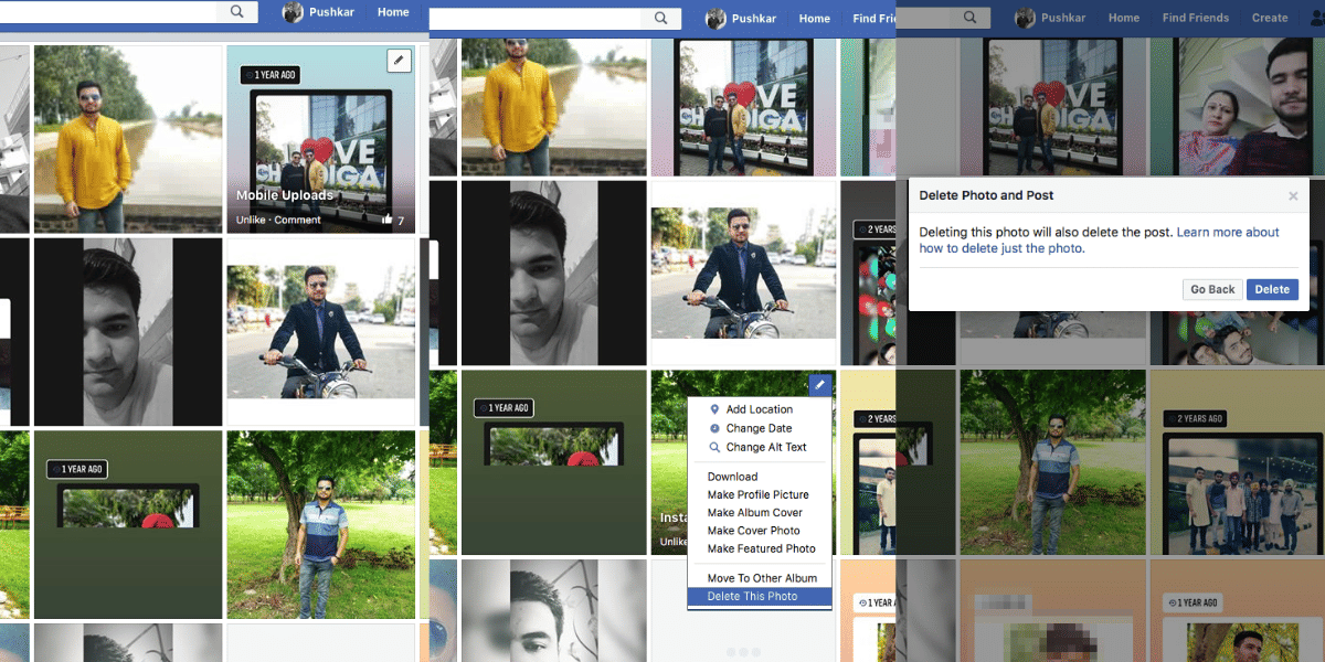 how to delete facebook photos on pc
