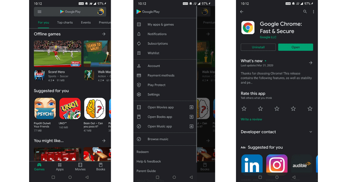 how to update google chrome via play store